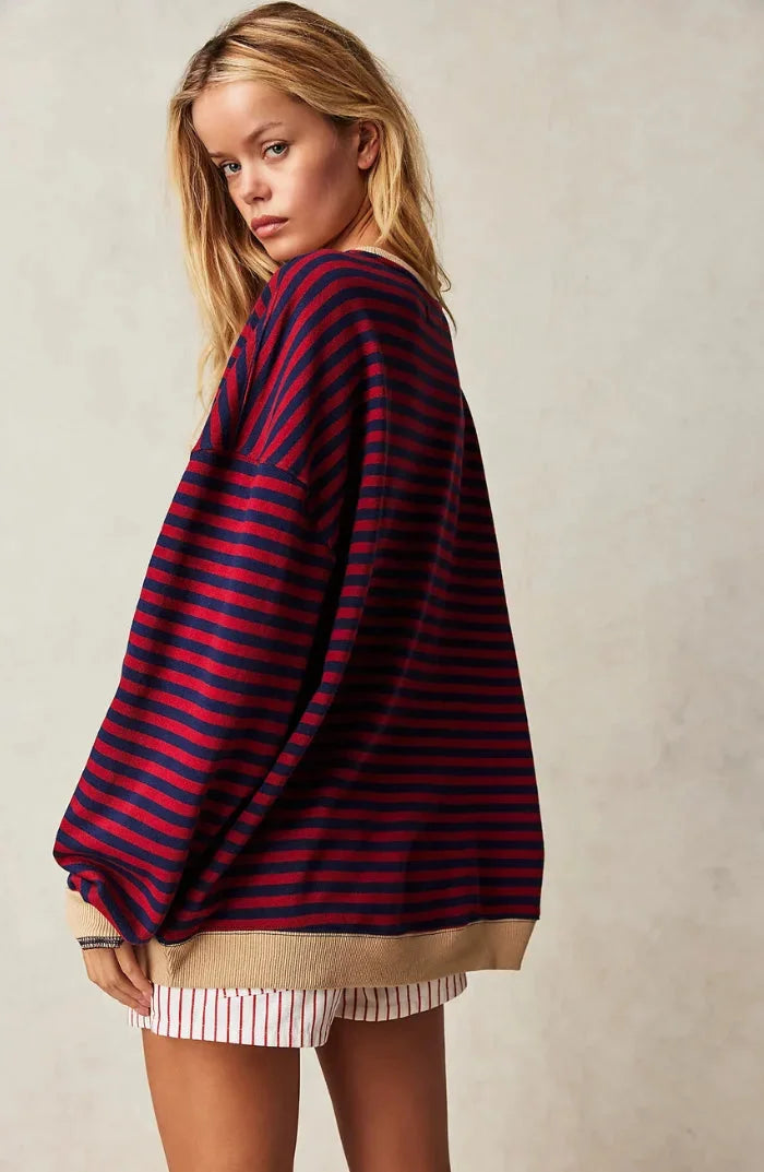 Casual striped sweater for women, loose fit