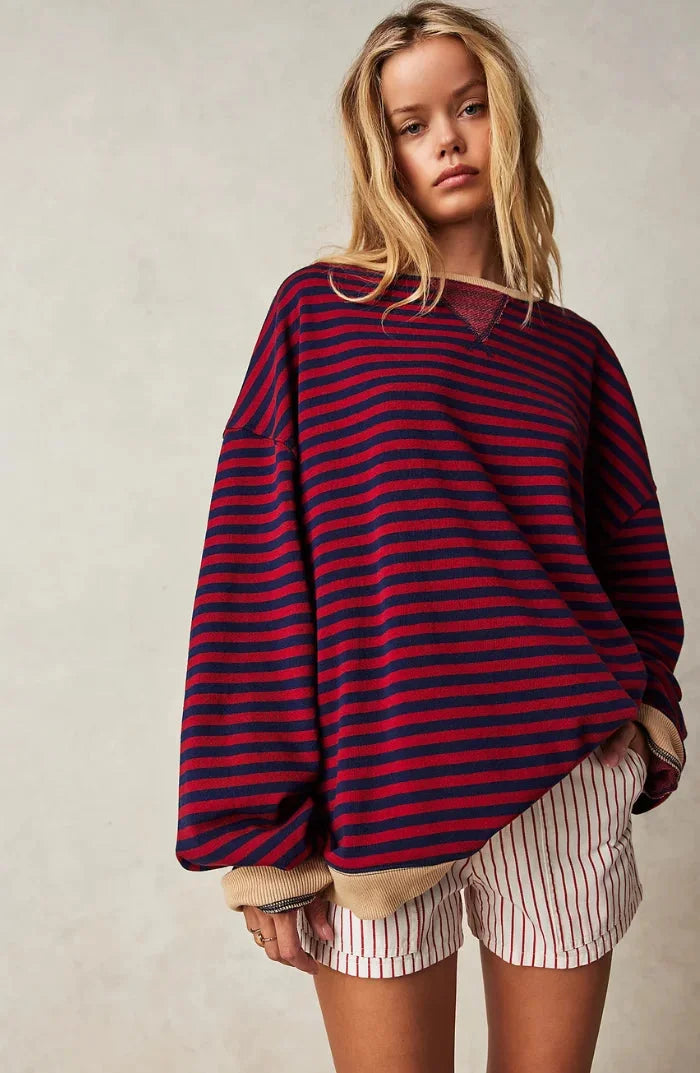 Casual striped sweater for women, loose fit