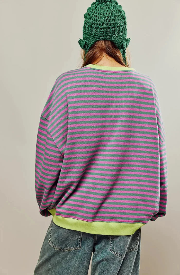 Casual striped sweater for women, loose fit