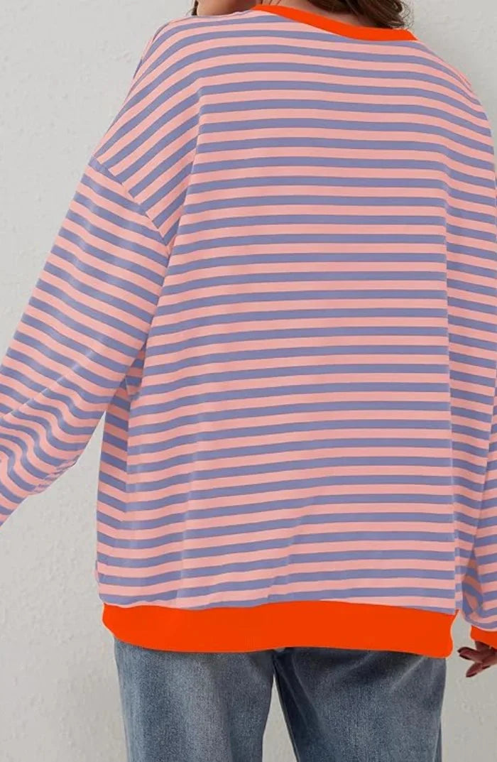 Casual striped sweater for women, loose fit