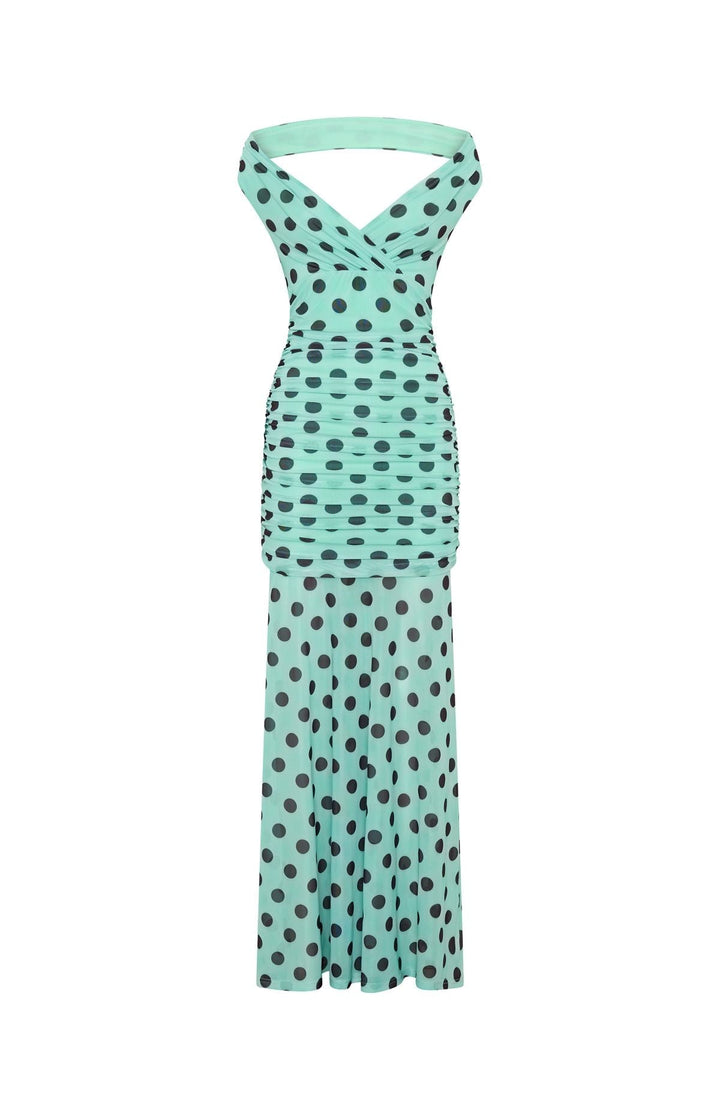 Aqua Polka Maxi Dress