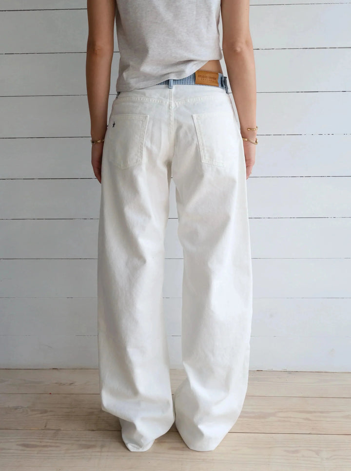 STELLA | Striped-Waist White Denim