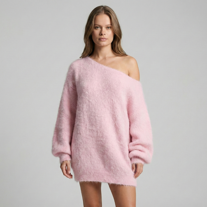 Oversized sweater with off-the-shoulder design