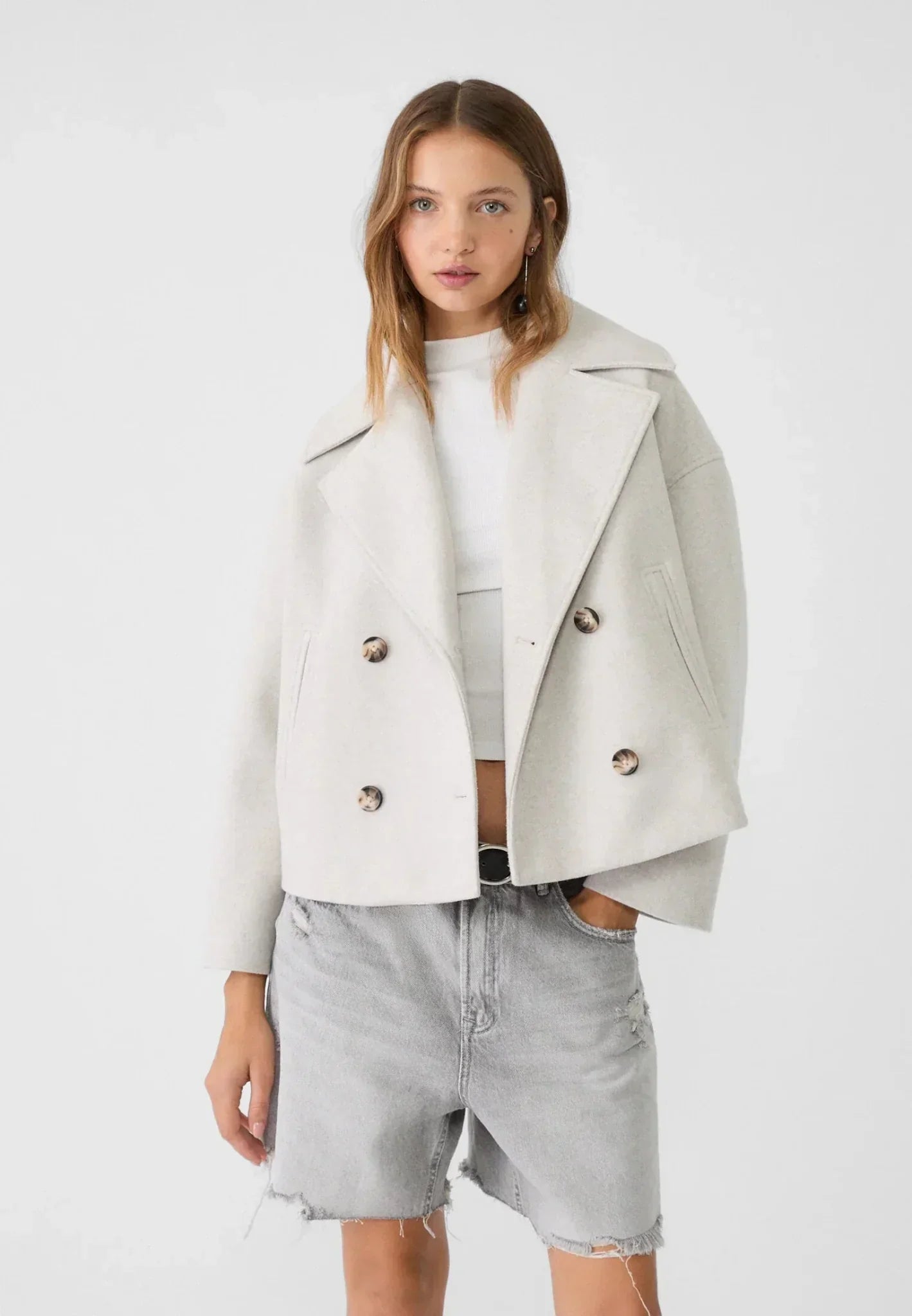 Women's Cropped Tailored Blazer | Double-Breasted Fitted Suit Jacket