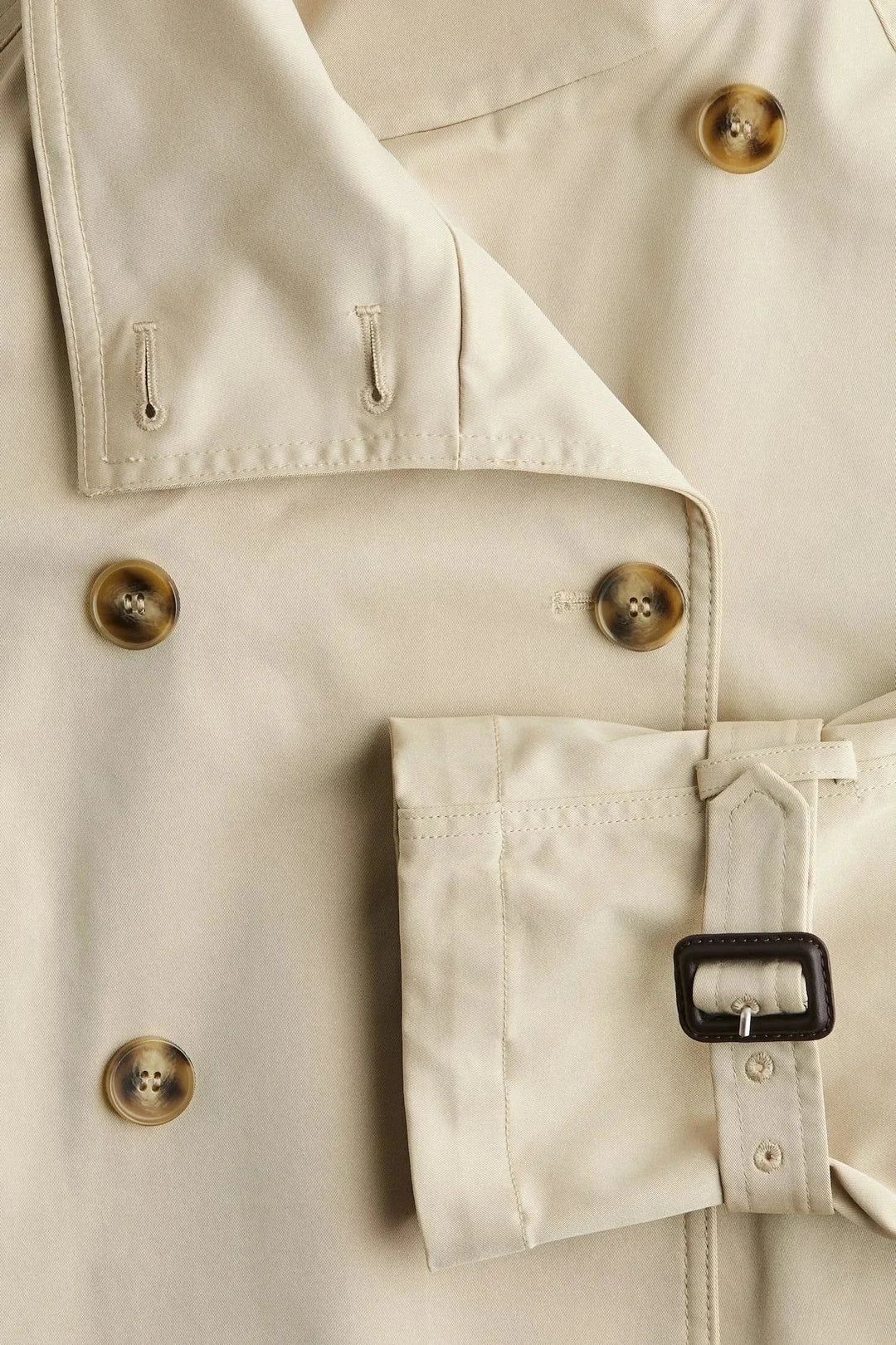 Women's Trench Coat with High Collar and Tied Belt