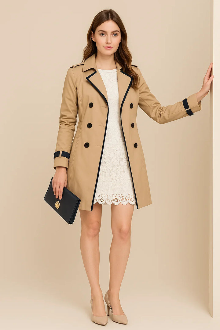 Chic and Modern Double-Breasted Women's Trench Coat