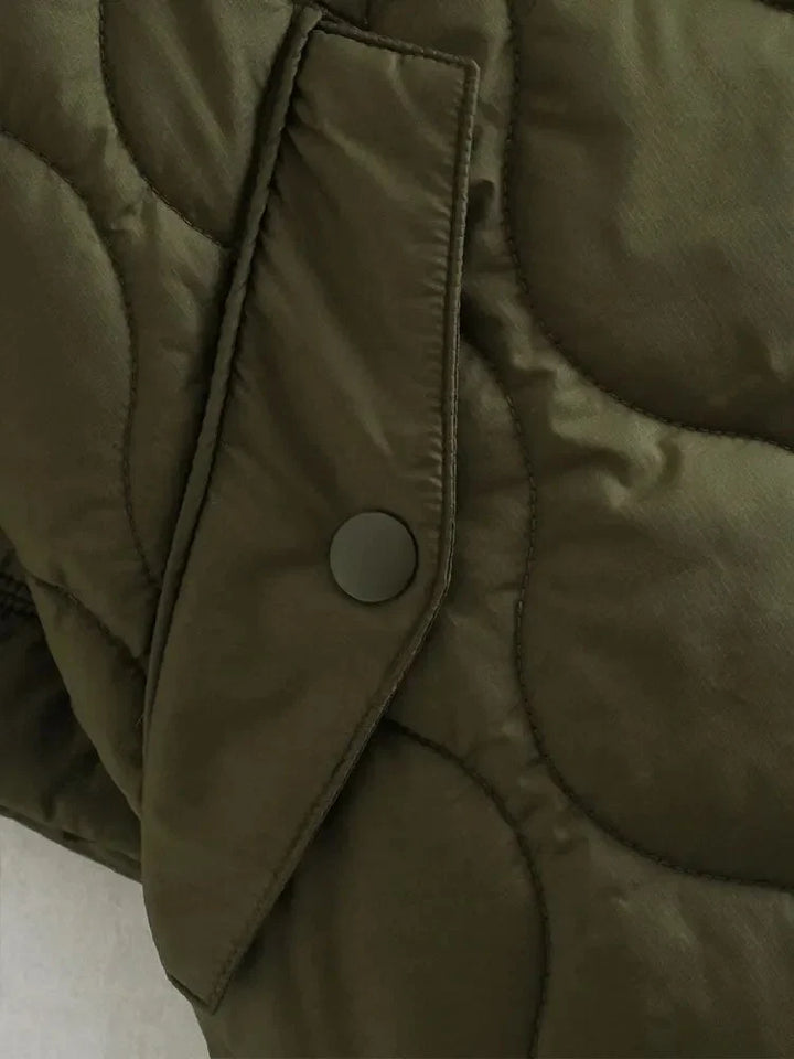 Women's Oversized Quilted Jacket in Olive Green