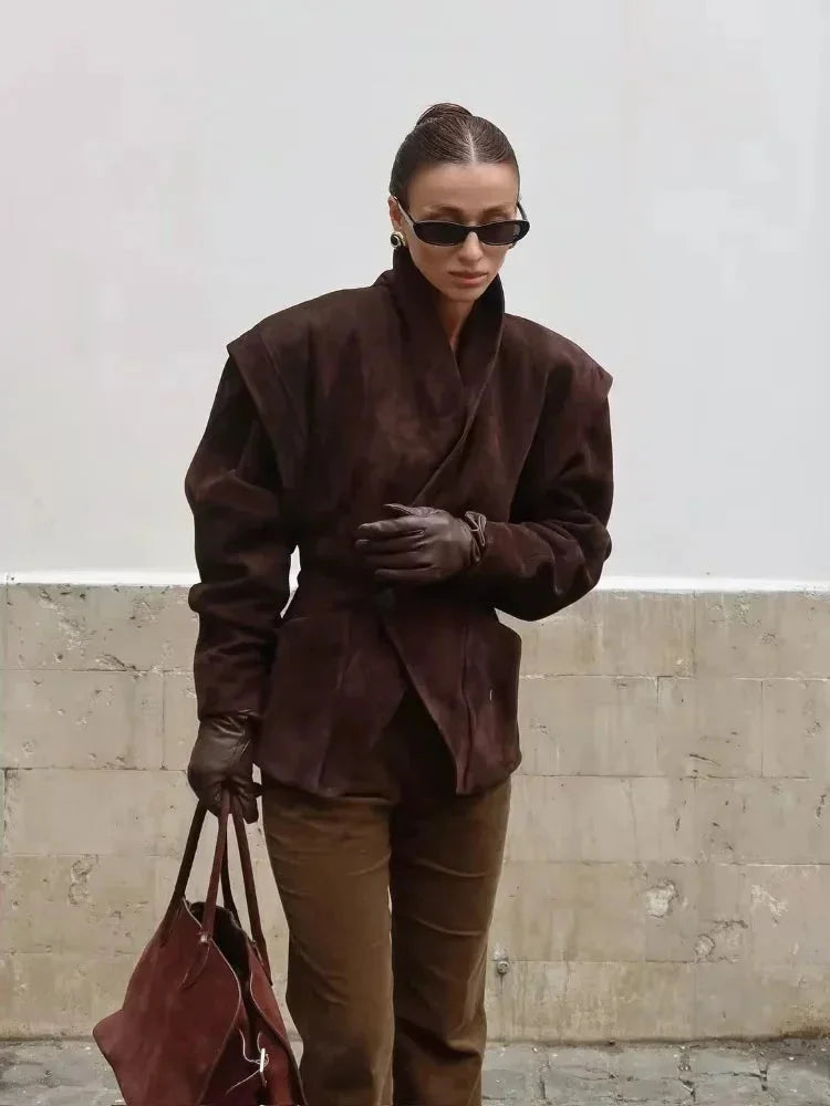 Chic Faux Suede Women's Blazer