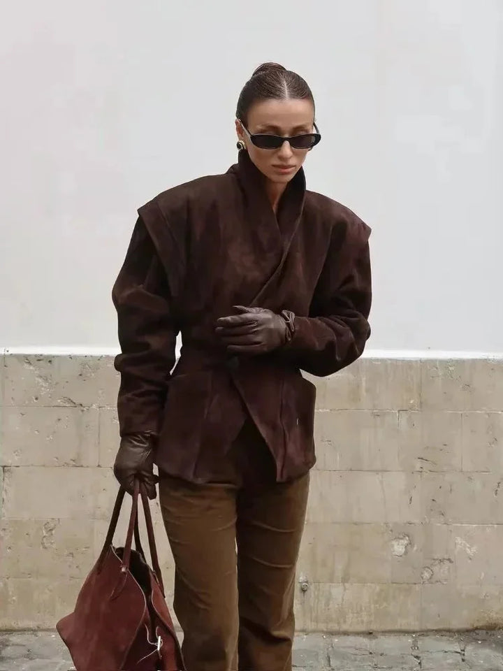 Chic Faux Suede Women's Blazer