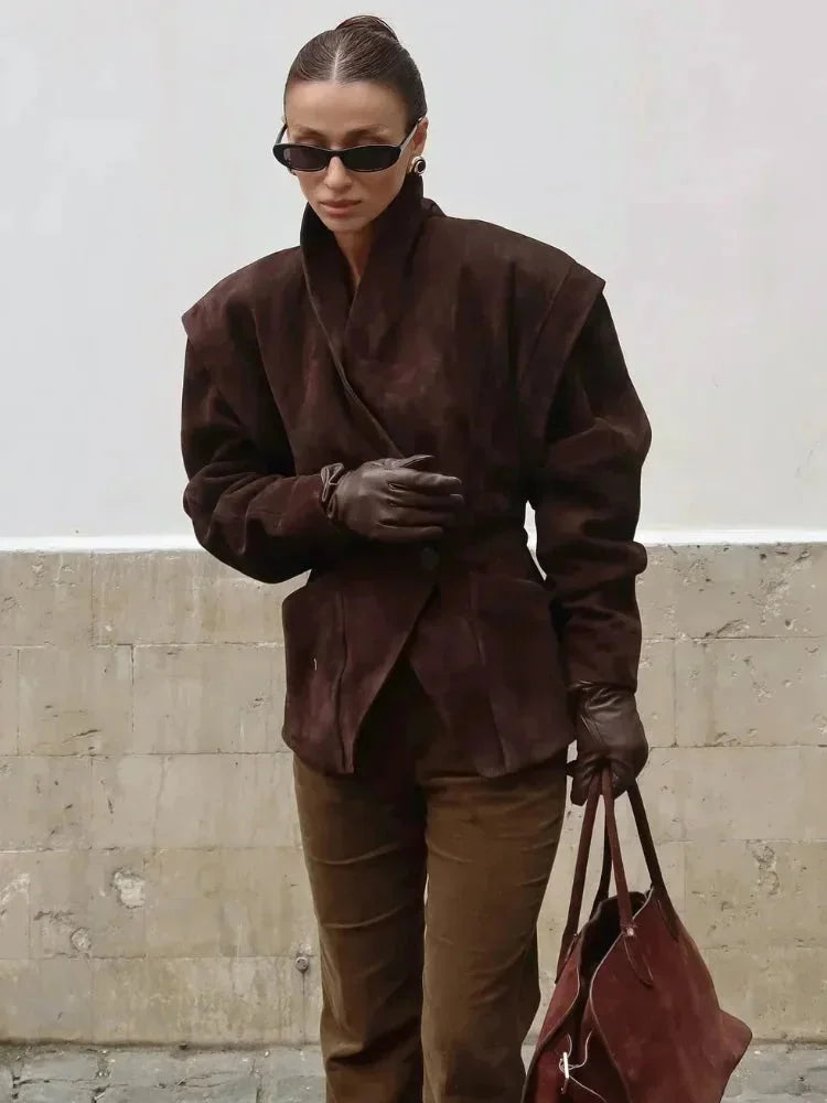 Chic Faux Suede Women's Blazer
