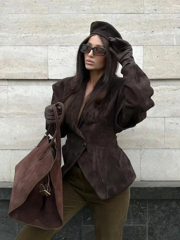Chic Faux Suede Women's Blazer
