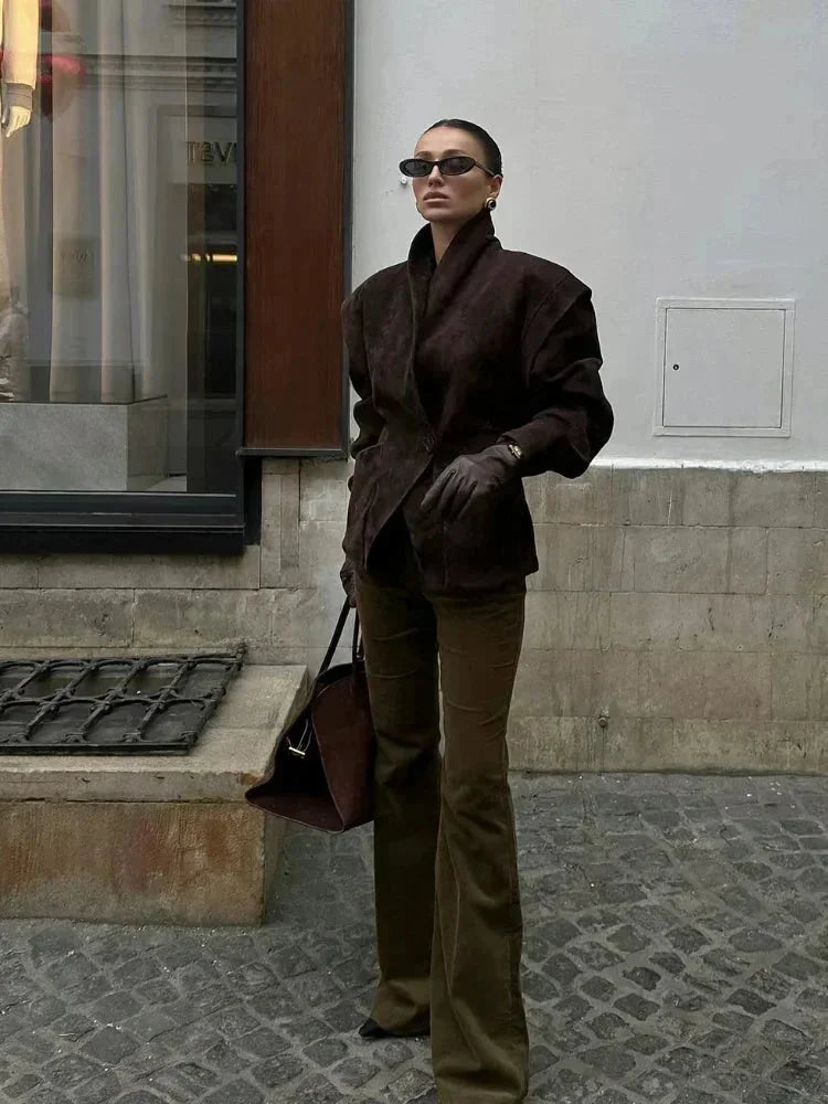 Chic Faux Suede Women's Blazer