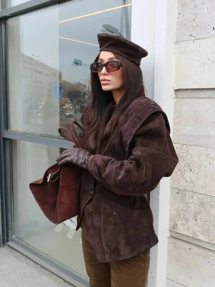 Chic Faux Suede Women's Blazer