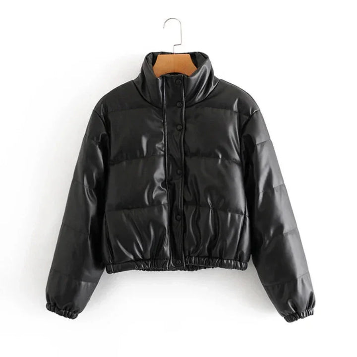 Women's Winter Puffer Jacket with Hood and Zipper