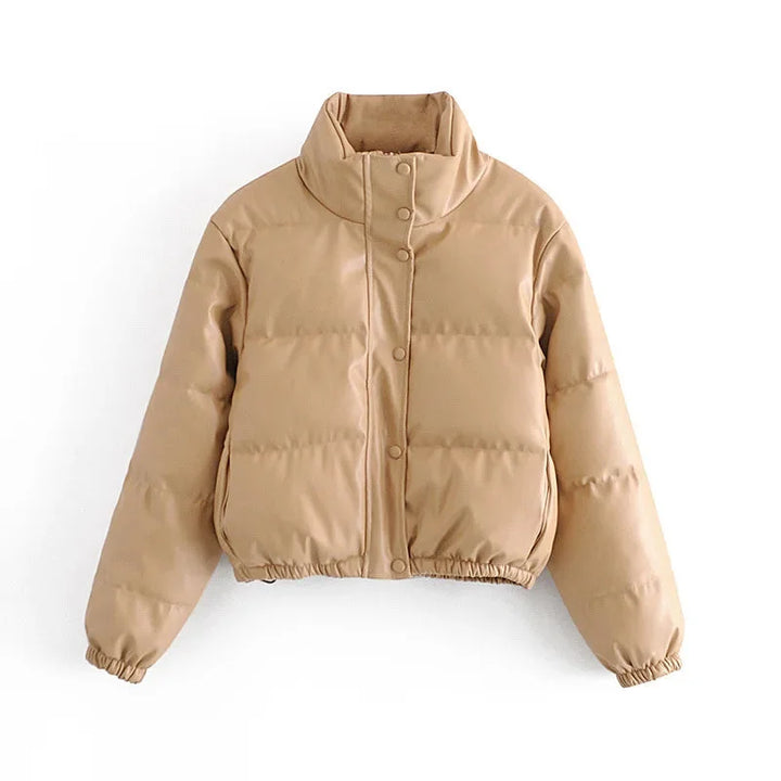 Women's Winter Puffer Jacket with Hood and Zipper