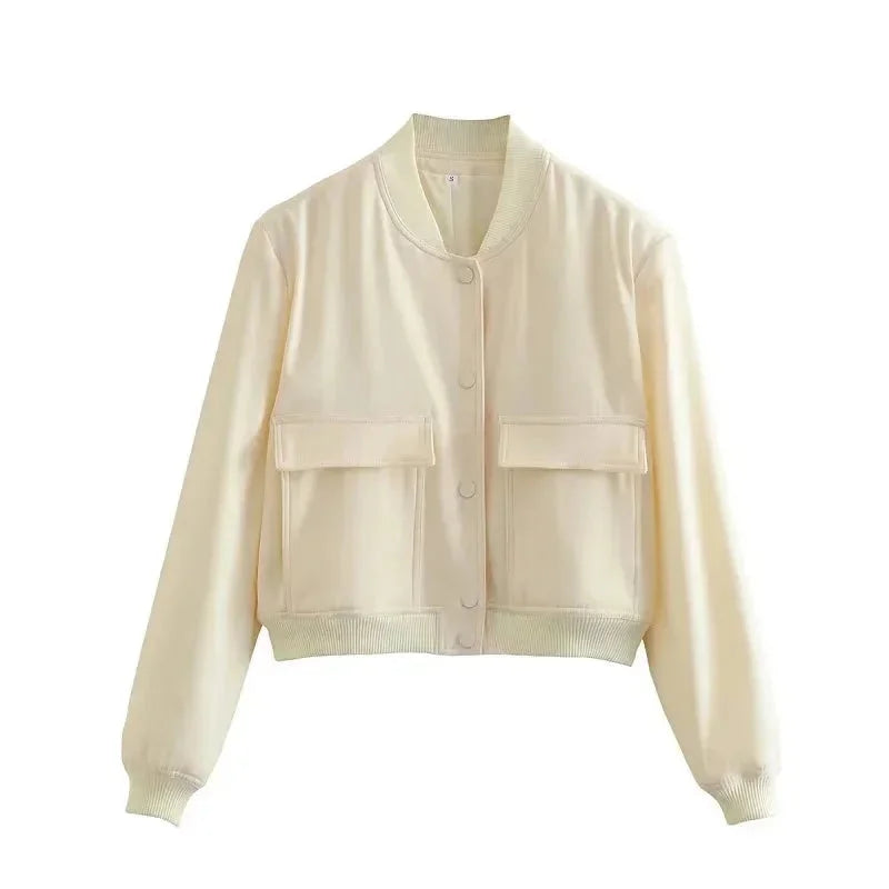 Women's bomber jacket with practical front pockets
