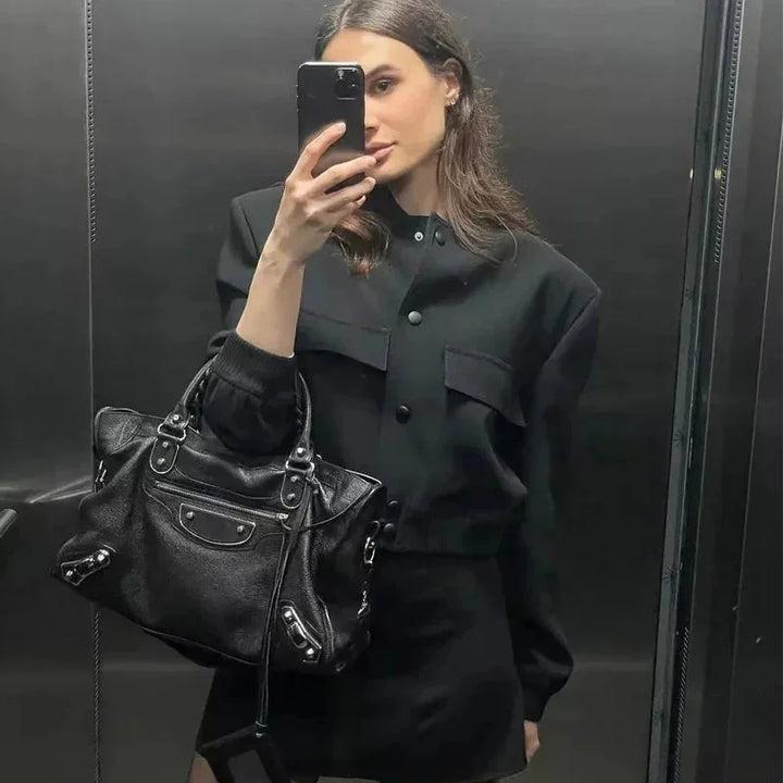 Women's bomber jacket with practical front pockets