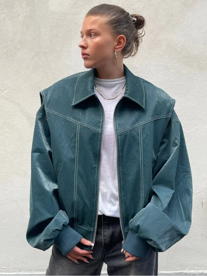 Oversized Women's Bomber Jacket with Zipper