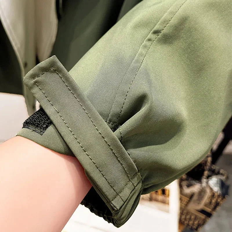 Women's Windbreaker Jacket with Removable Hood