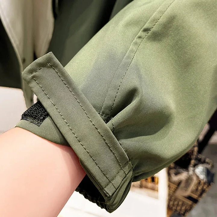 Women's Windbreaker Jacket with Removable Hood
