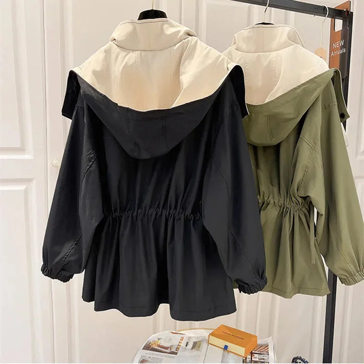 Women's Windbreaker Jacket with Removable Hood