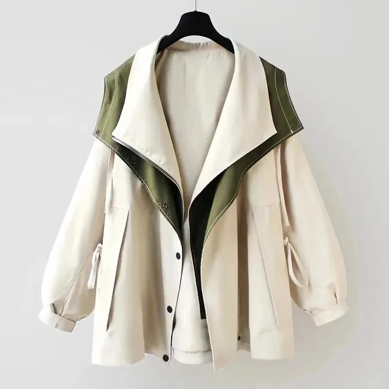 Women's Windbreaker Jacket with Removable Hood