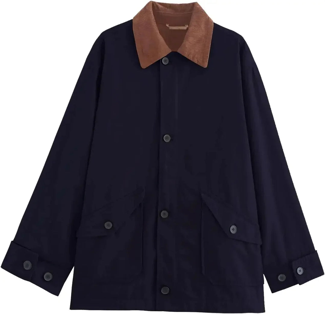 Women's Mid-Season Jacket with Corduroy Collar