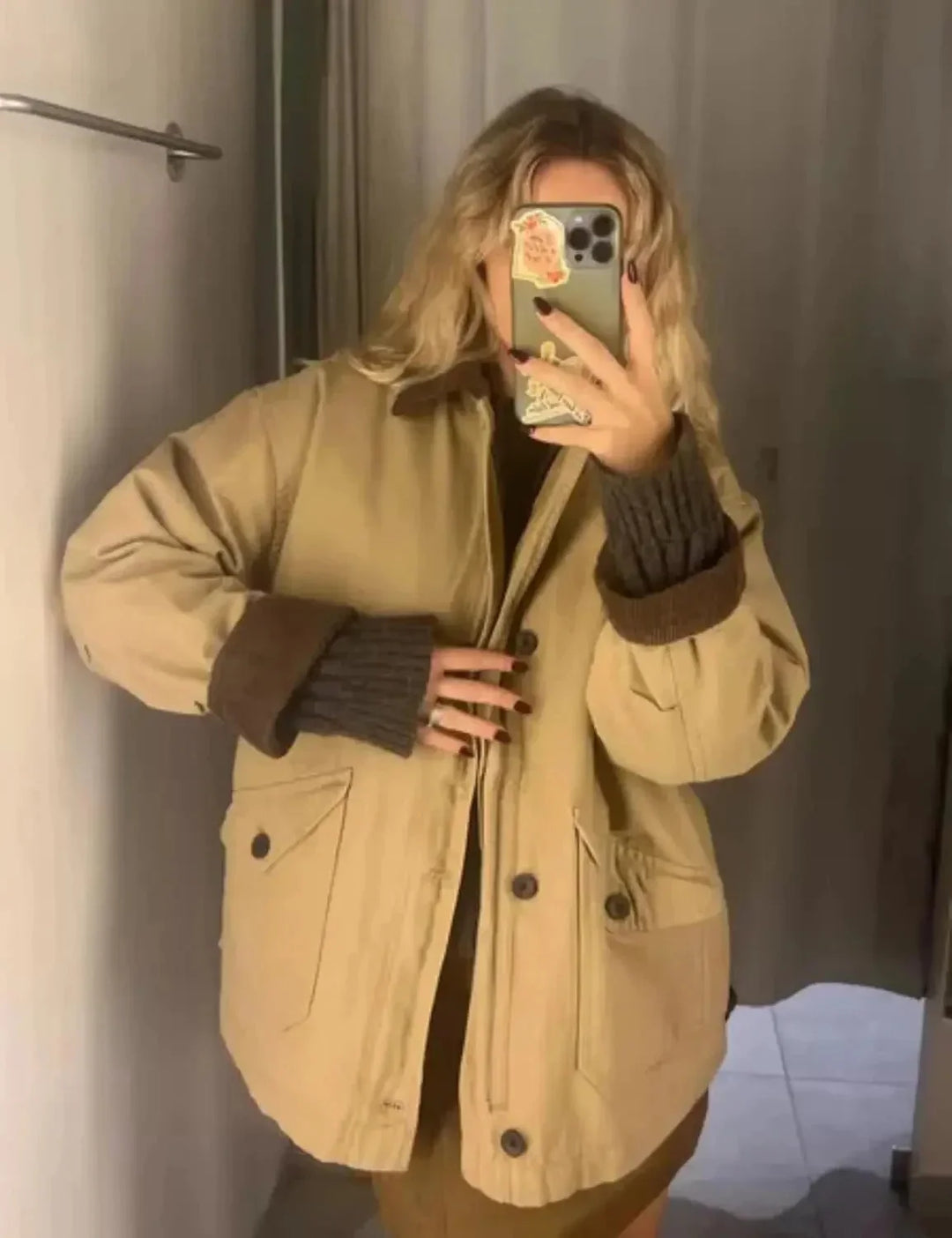 Women's Mid-Season Jacket with Corduroy Collar