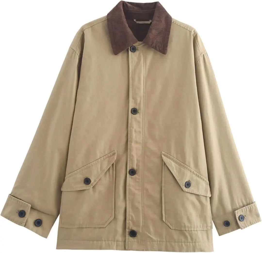 Women's Mid-Season Jacket with Corduroy Collar