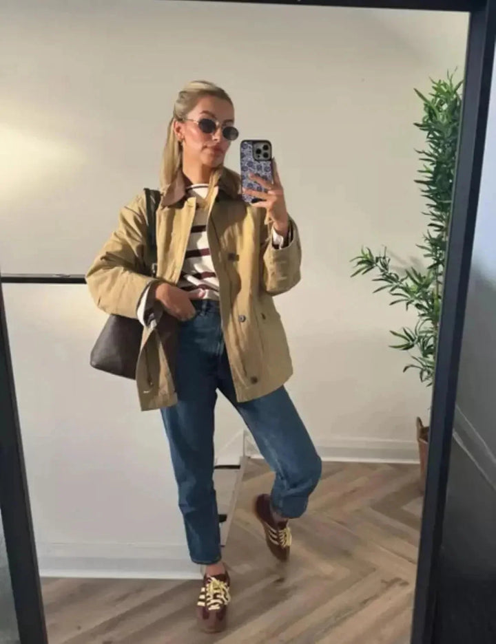Women's Mid-Season Jacket with Corduroy Collar