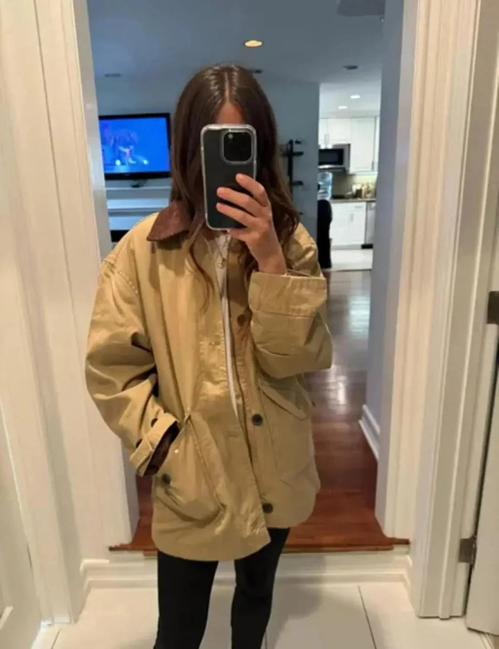 Women's Mid-Season Jacket with Corduroy Collar
