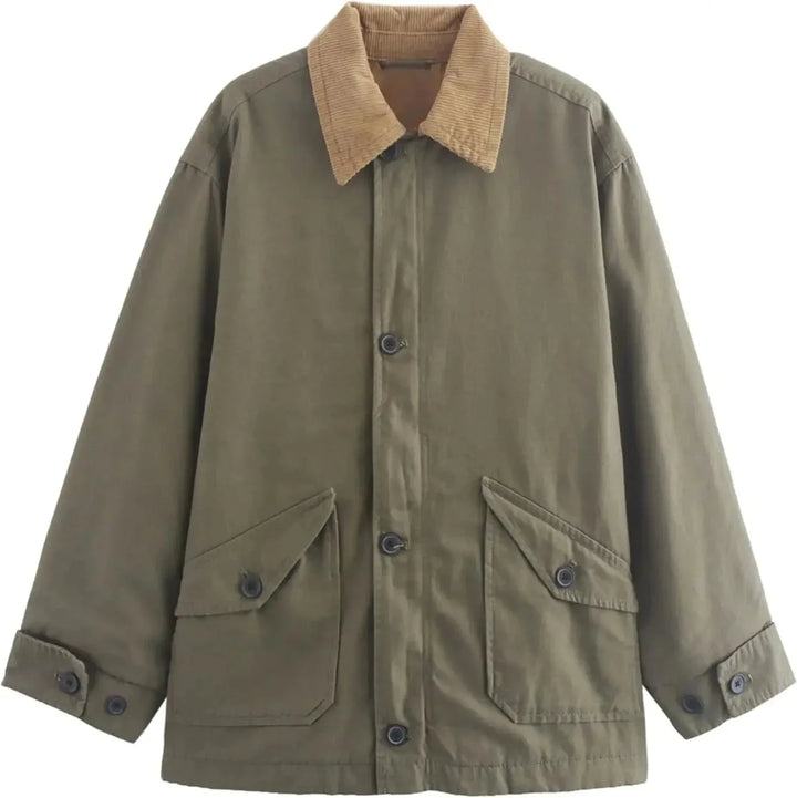 Women's Mid-Season Jacket with Corduroy Collar