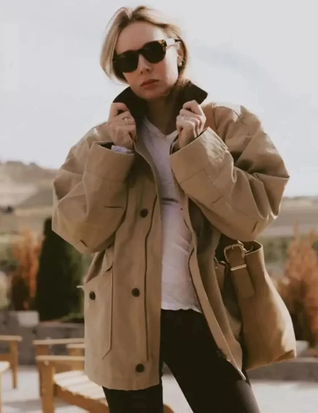 Women's Mid-Season Jacket with Corduroy Collar