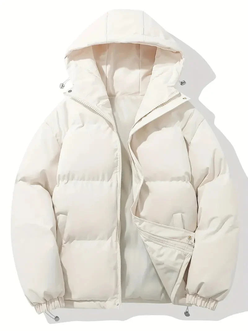 Women's Winter Jacket with Adjustable Hood and Zipper