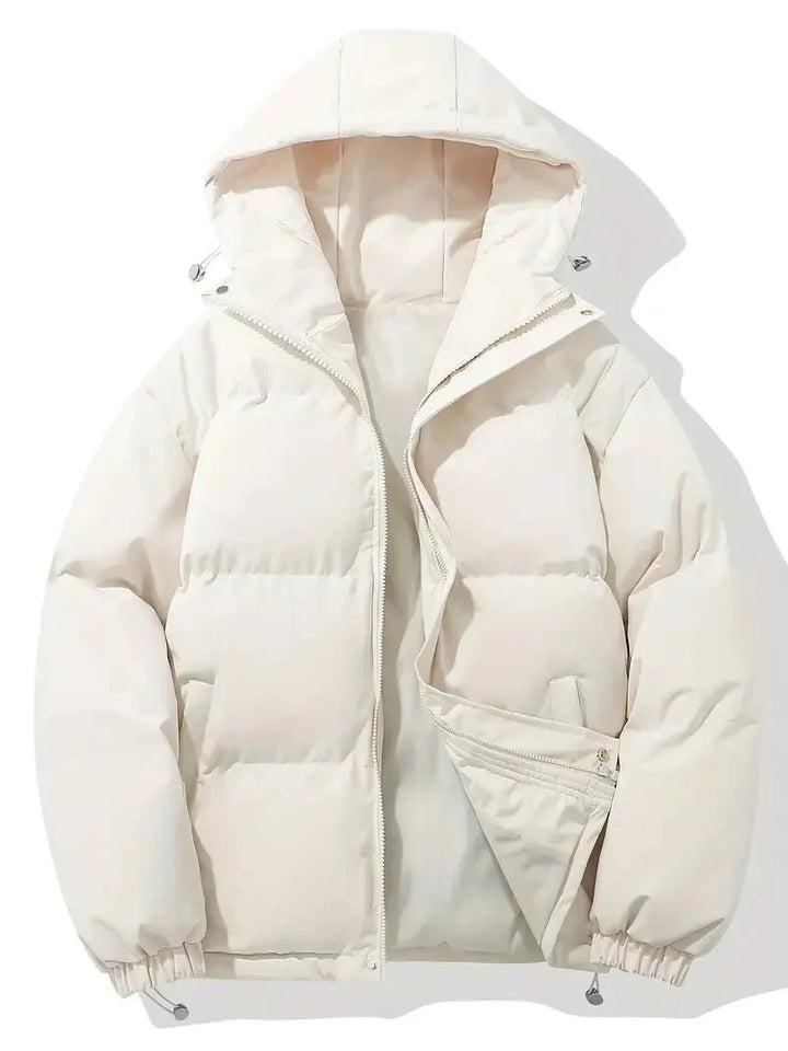Women's Winter Jacket with Adjustable Hood and Zipper