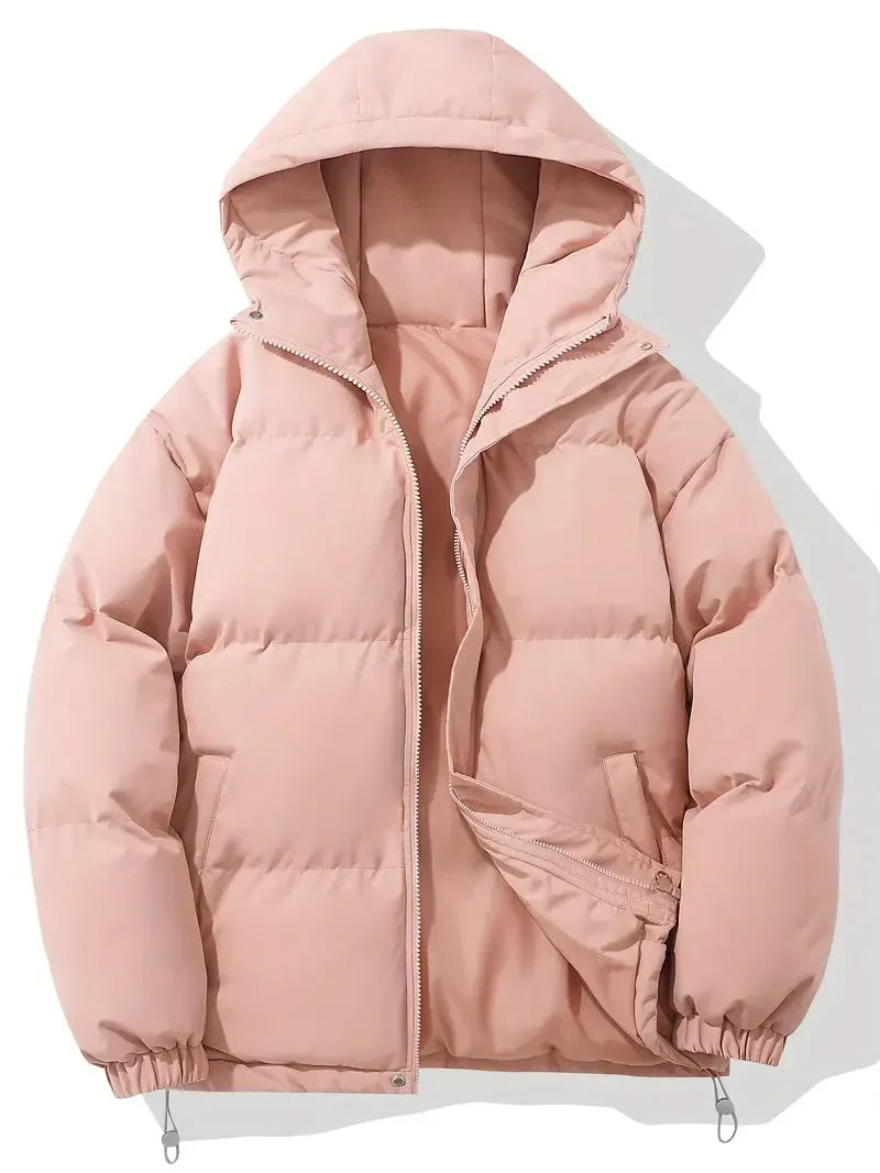Women's Winter Jacket with Adjustable Hood and Zipper