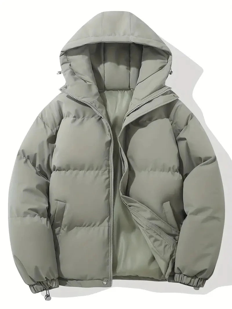 Women's Winter Jacket with Adjustable Hood and Zipper