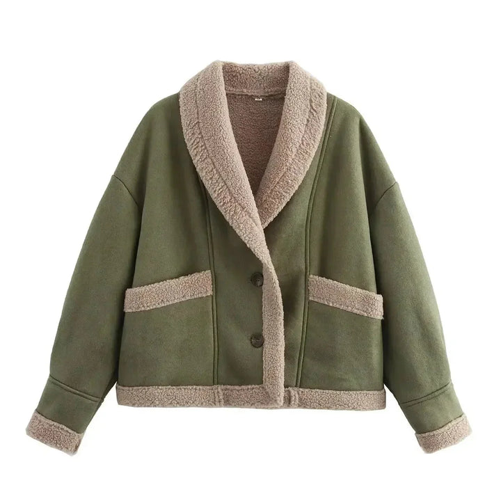 Women's Winter Faux Suede Jacket with Warm Lining