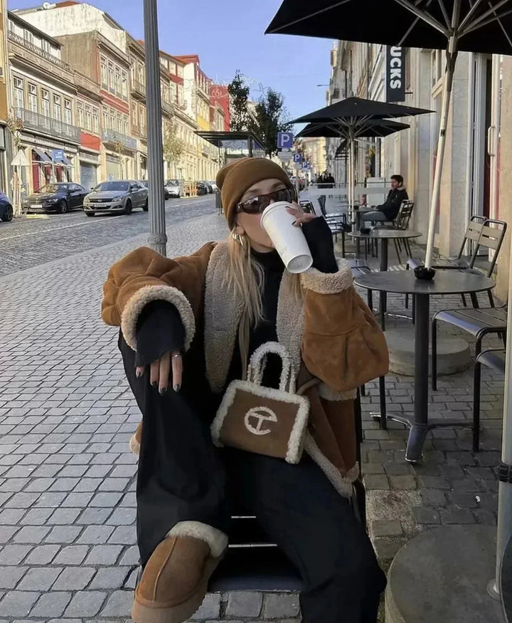 Women's Winter Faux Suede Jacket with Warm Lining