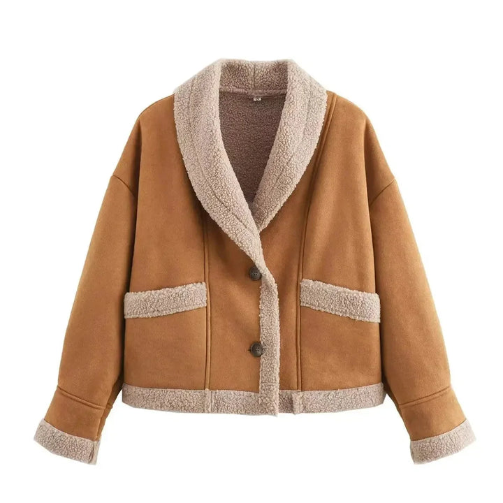 Women's Winter Faux Suede Jacket with Warm Lining