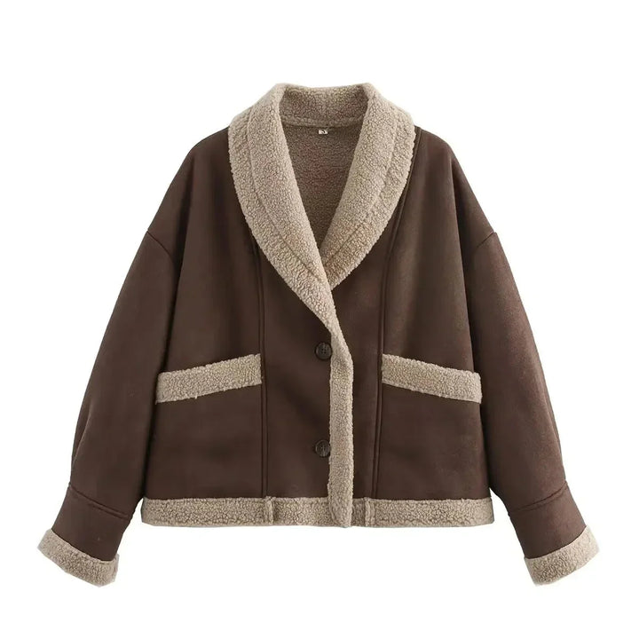 Women's Winter Faux Suede Jacket with Warm Lining
