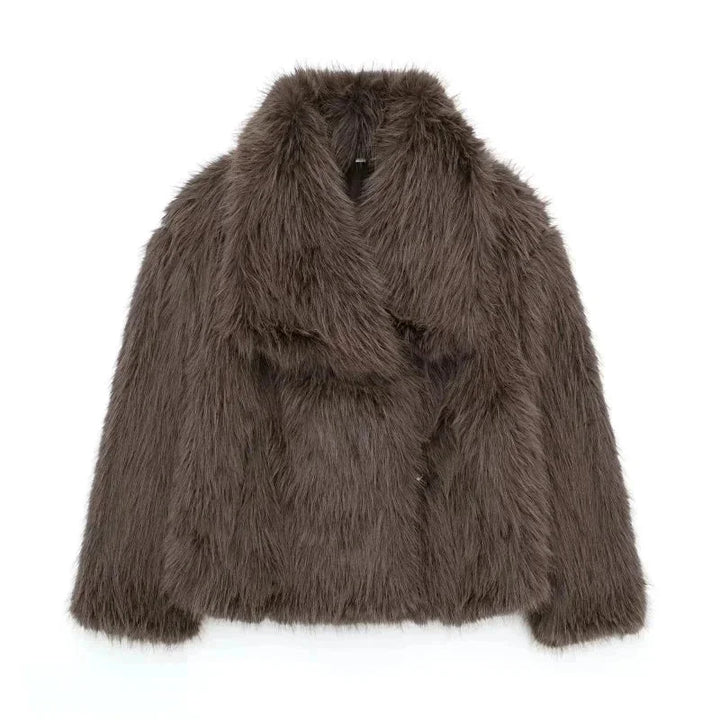 Chic Women's Jacket with Luxurious Texture and Wide Collar