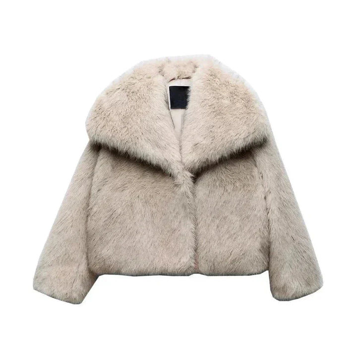 Chic Women's Jacket with Luxurious Texture and Wide Collar