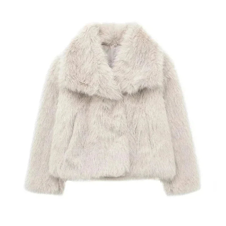 Chic Women's Jacket with Luxurious Texture and Wide Collar