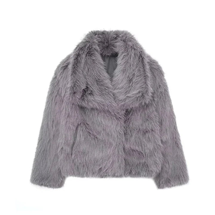 Chic Women's Jacket with Luxurious Texture and Wide Collar