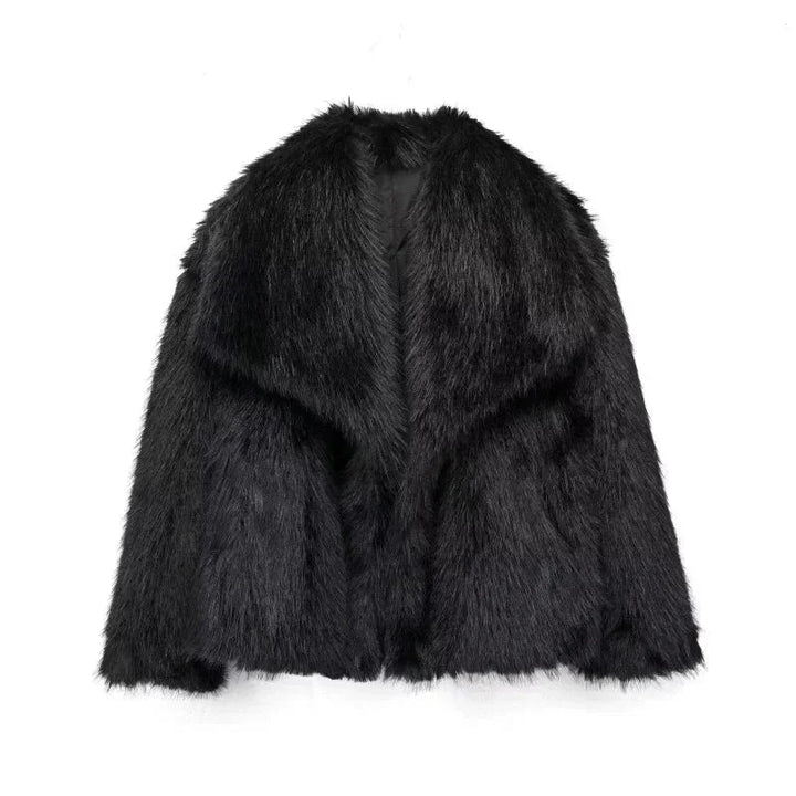 Chic Women's Jacket with Luxurious Texture and Wide Collar