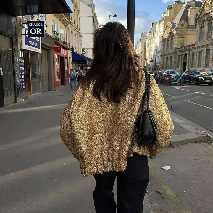 Chic Women's Sequin Jacket with Elegant Cut