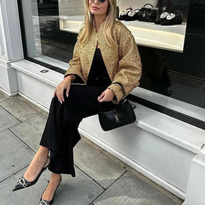 Chic Women's Sequin Jacket with Elegant Cut