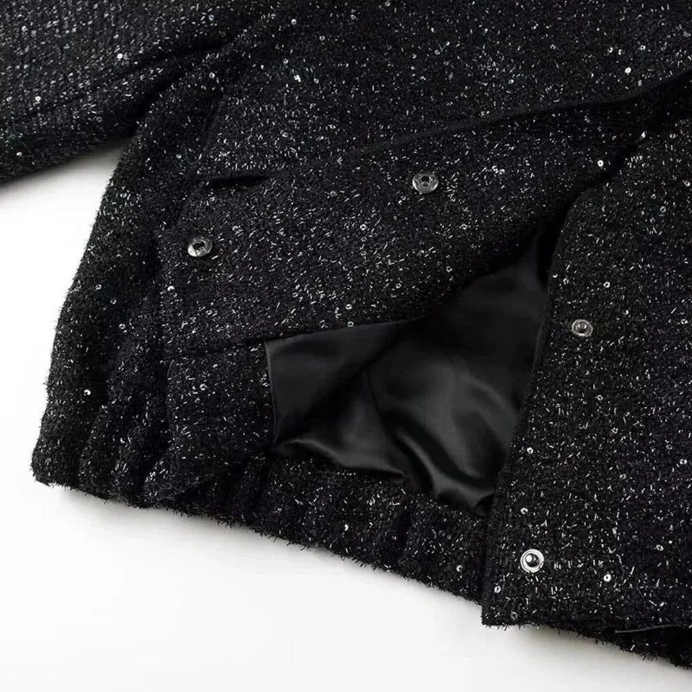 Chic Women's Sequin Jacket with Elegant Cut