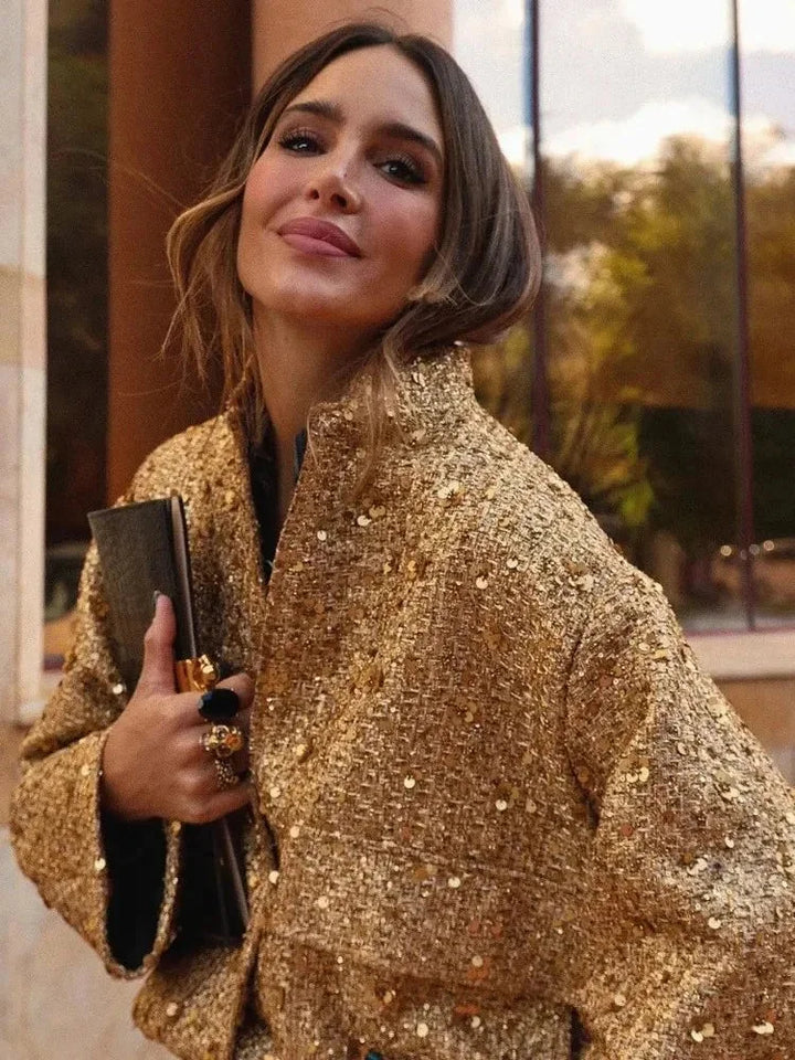 Chic Women's Sequin Jacket with Elegant Cut